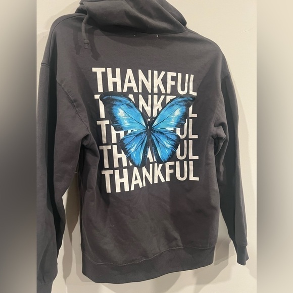 New Rebellious One Juniors Long-Sleeve Hooded Rose Sweatshirt X-Small charcoal - Picture 5 of 6